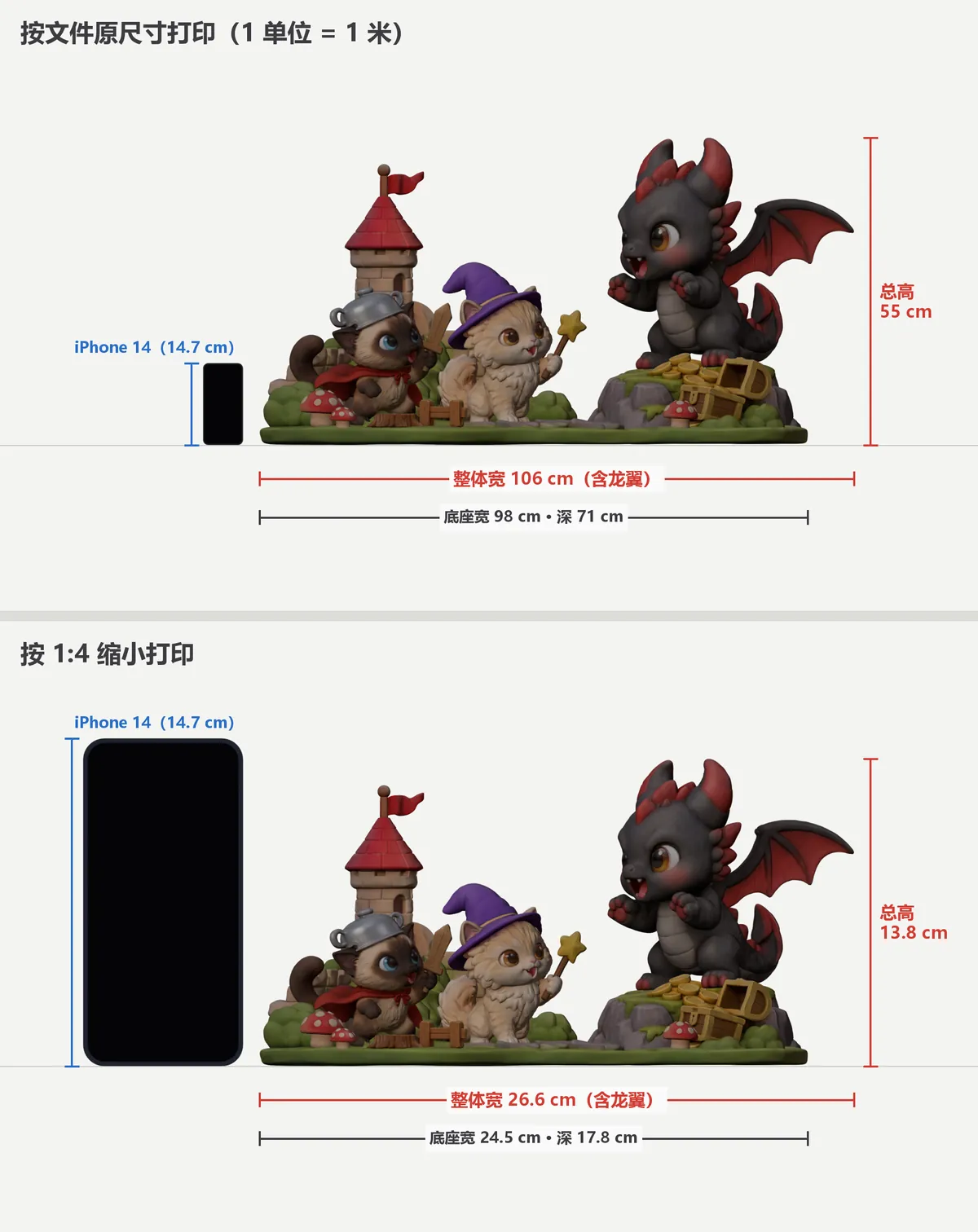 和 iPhone 14 比大小：下面那张是实际打印的大小