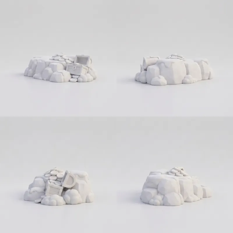 岩石和宝箱四个方向，灰色